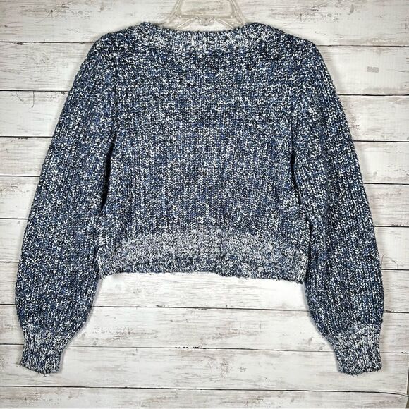 Revolve Majorelle Cardigan Cropped Scoop Chunky Knit Blue Sweater S - Picture 3 of 9